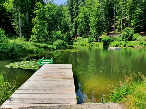 Bildungsstaette die heilsbach aussenansicht teich steg